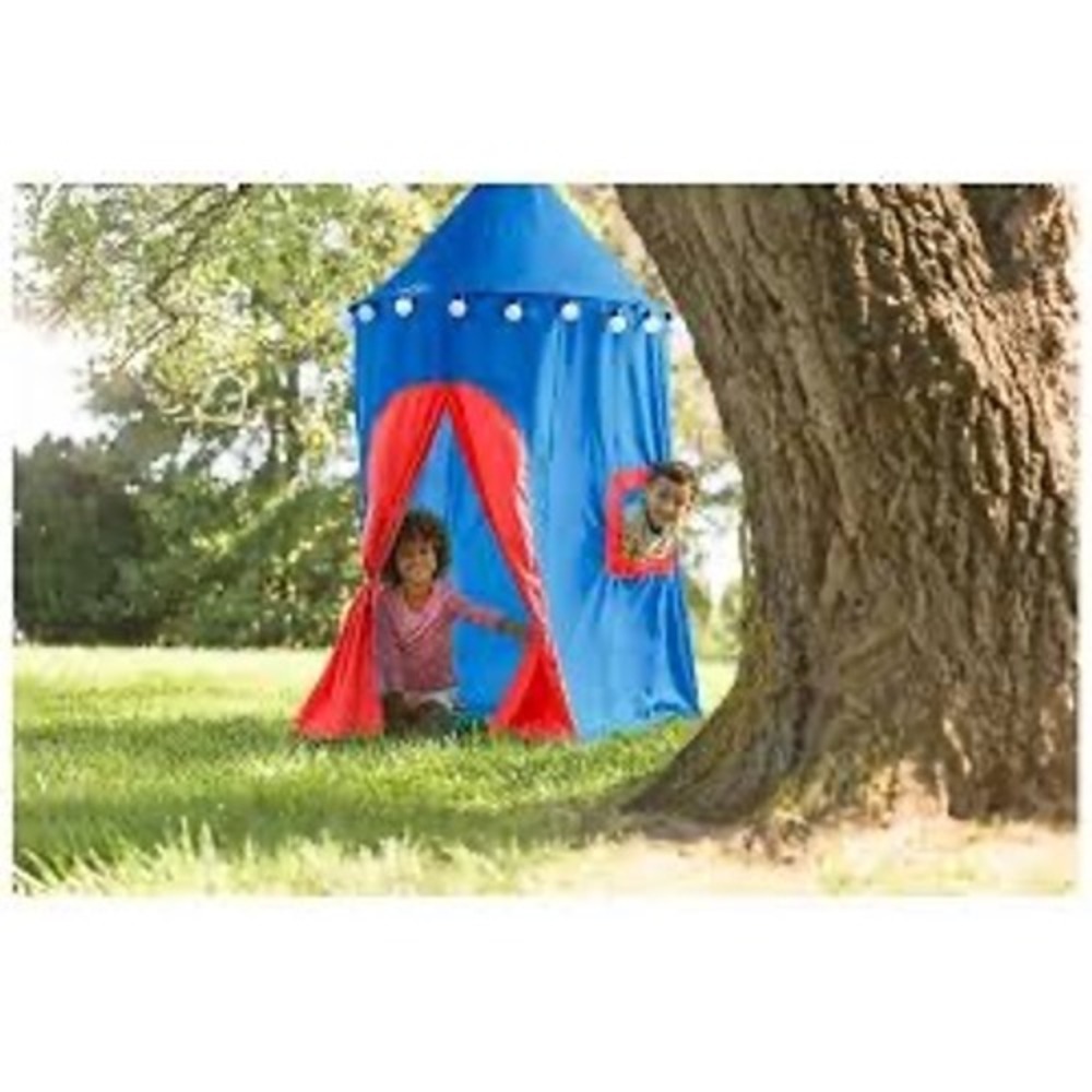 HearthSong Lighted Hideaway Canopy Blue Red Hanging‎ Play Tent Kids Reading Nook
